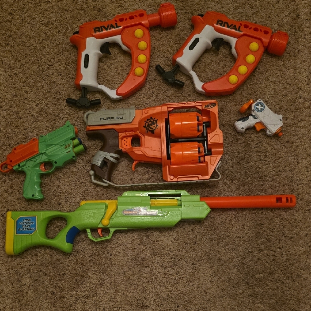 6 Set Toy Set 2‎ Rival Airball 1 Nerf Flipfury 1 Ultra-Tek, 2 Foam Dart Shooters